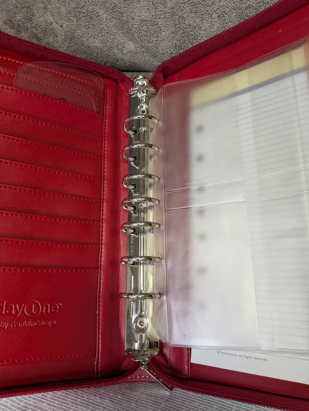 Day One FranklinCovey Red Leather Organizer Briefcase Portfolio Binder